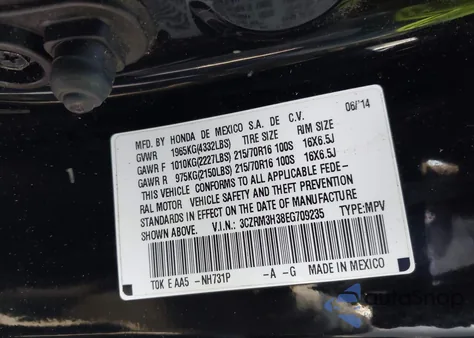 2014 Honda Cr-V Lx z USA, uszkodzony, nr VIN 3CZRM3H38EG709235